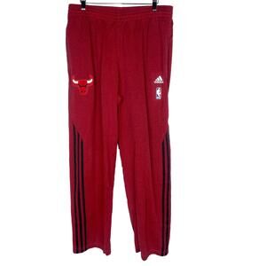Adidas Mens Large L Heather Red Chicago Bulls Basketball Sweatpants Warm Up